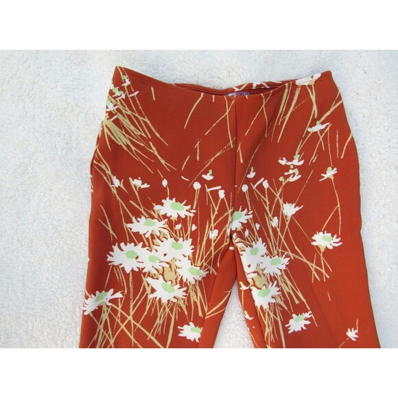 Urban Outfitters UO Dalila Flare Pants Womens S Low Rise Y2K Orange Floral Print - Picture 9 of 15